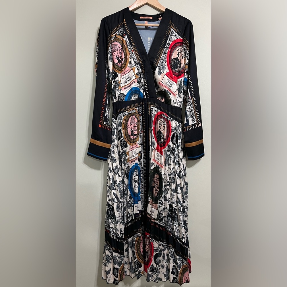 Scotch & Soda Black Maxi Dress with Red, Blue, Pink & Brown Medallion Print